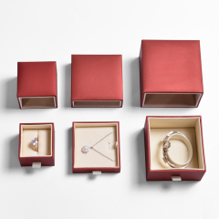 FANXI Customized Luxury Jewelry Packaging Box Inside Ring Diamond Wedding Gift Packaging Storage Boxes Red Leatherette Papaer Storage Box For Jewels