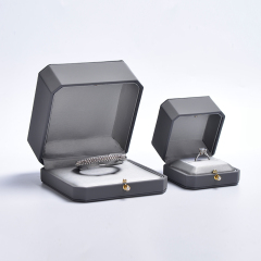 New Custom Luxury Octagonal Jewelry Box Custom Logo Pu leather Jewellery Packaging Box with LED light