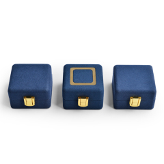 FANXI Fashion Dark Blue Microfiber Jewelry Packaging Box With Metal For Ring Pendant Display