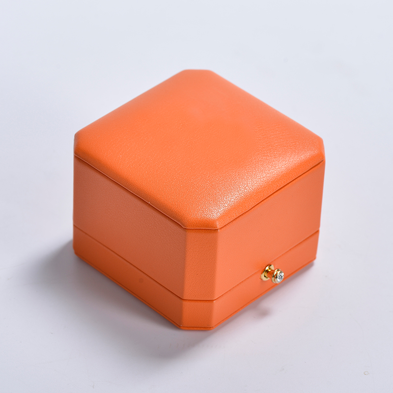 Octagonal Shape New Custom Logo Jewelry Box PU Leather Luxury Ring Box