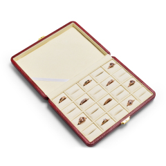 FANXI Customized Luxury Red Leather And Beige Microfiber For Ring Necklace Bangle Pendant With Gold Lock