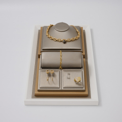 FANXI New Design PU Leather Jewelry Display Stand For Counter Showcase Ring Necklace Bracelet Displays Jewellery Display Set