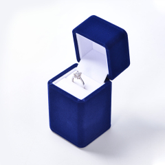 FANXI Luxury Deep Blue Velvet High Ring Box Jewelry Packaging Earrings Bangle Ring Gift Boxes Jewelry Package
