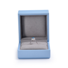 FANXI Custom Style Gentle Blue PU Leather Ring Box For Wedding Fashion Jewelry Box