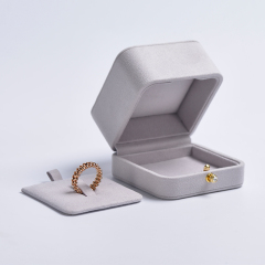 Fanxi New Wholesale Suede Jewellery Packaging Box Ring Necklace Boxes Light Grey Jewelry Packing Gift Box