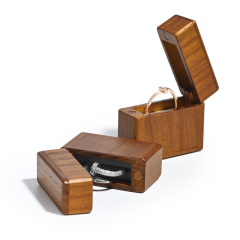 FANXI Retro Solid Wood Ring Box Eco-friendly Wooden Microfiber Jewelry Ring Packaging Case