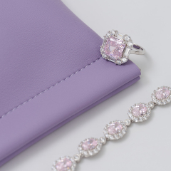 Fanxi Custom Cute Light Purple PU Leather Jewelry Pouch For Makeup Ring Earring Pendant Package Jewelry Coin Pouch
