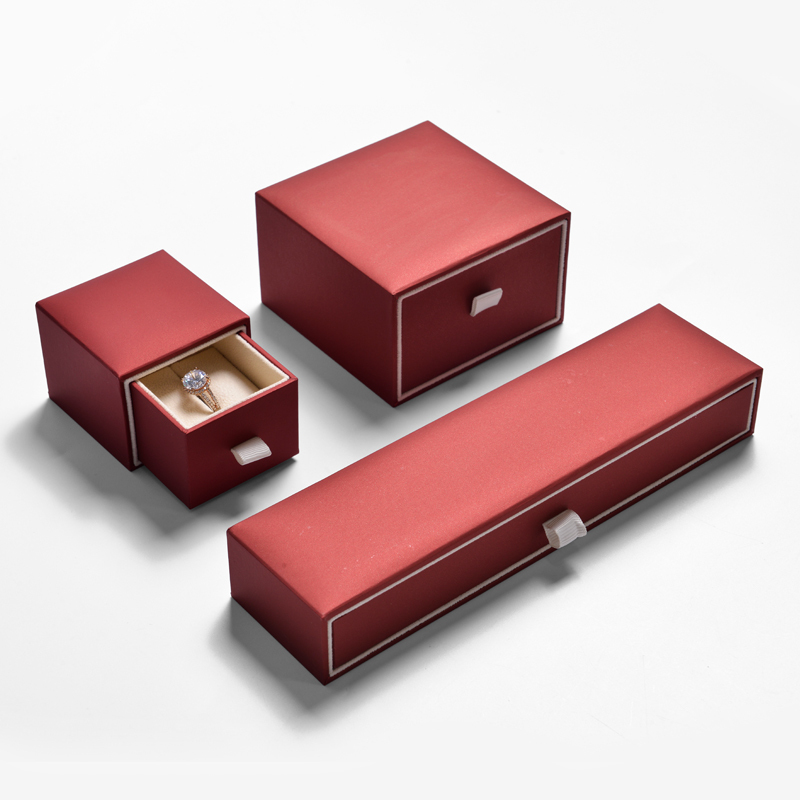 FANXI Customized Luxury Jewelry Packaging Box Inside Ring Diamond Wedding Gift Packaging Storage Boxes Red Leatherette Papaer Storage Box For Jewels
