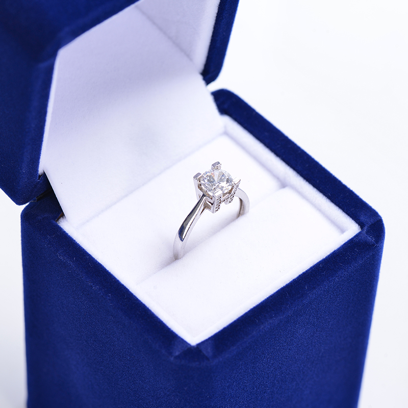 FANXI Luxury Deep Blue Velvet High Ring Box Jewelry Packaging Earrings Bangle Ring Gift Boxes Jewelry Package