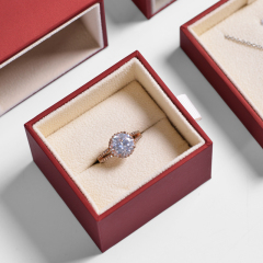 FANXI Customized Luxury Jewelry Packaging Box Inside Ring Diamond Wedding Gift Packaging Storage Boxes Red Leatherette Papaer Storage Box For Jewels