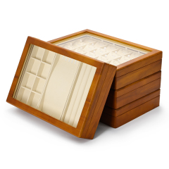 Fanxi China Custom Wooden Microfiber Jewelry Box Ring Earrings Bangle Necklace Packaging Box Jewelry Storage Case