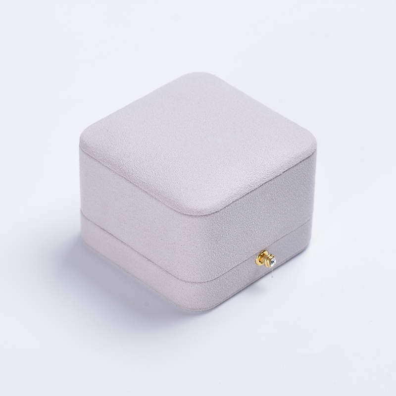 Fanxi New Wholesale Suede Jewellery Packaging Box Ring Necklace Boxes Light Grey Jewelry Packing Gift Box