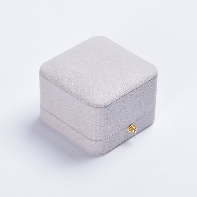 Fanxi New Wholesale Suede Jewellery Packaging Box Ring Necklace Boxes Light Grey Jewelry Packing Gift Box