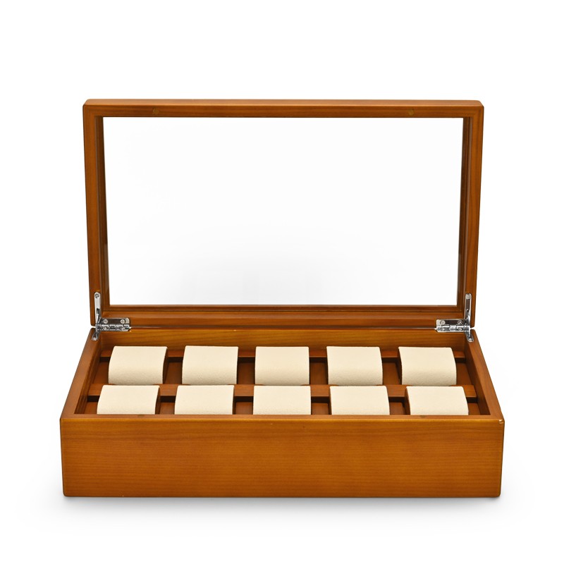 FANXI Custom OEM Jewelry Display Case For 10 Bangle Bracelet Showcase Solid Wood Watch Jewelry Case