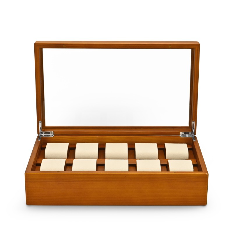 FANXI Custom OEM Jewelry Display Case For 10 Bangle Bracelet Showcase Solid Wood Watch Jewelry Case