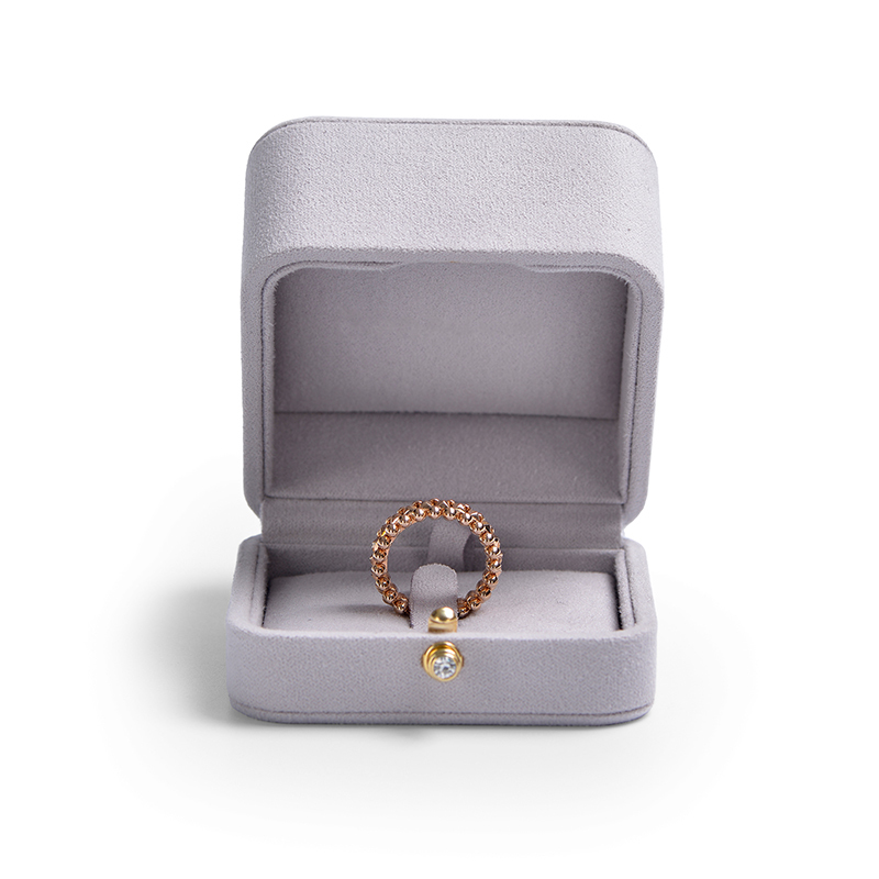 Fanxi New Wholesale Suede Jewellery Packaging Box Ring Necklace Boxes Light Grey Jewelry Packing Gift Box