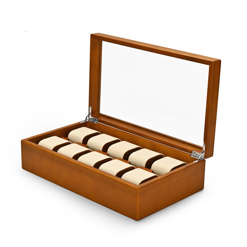 FANXI Custom OEM Jewelry Display Case For 10 Bangle Bracelet Showcase Solid Wood Watch Jewelry Case