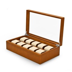 FANXI Custom OEM Jewelry Display Case For 10 Bangle Bracelet Showcase Solid Wood Watch Jewelry Case