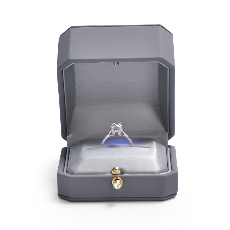 New Custom Luxury Octagonal Jewelry Box Custom Logo Pu leather Jewellery Packaging Box with LED light