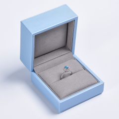 FANXI Custom Style Gentle Blue PU Leather Ring Box For Wedding Fashion Jewelry Box