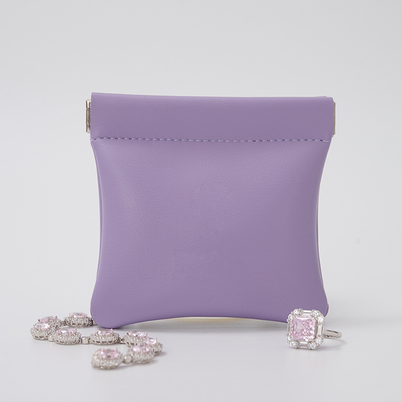 Fanxi Custom Cute Light Purple PU Leather Jewelry Pouch For Makeup Ring Earring Pendant Package Jewelry Coin Pouch