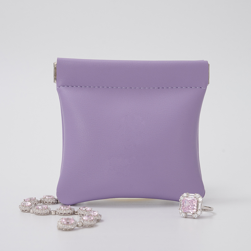 Fanxi Custom Cute Light Purple PU Leather Jewelry Pouch For Makeup Ring Earring Pendant Package Jewelry Coin Pouch