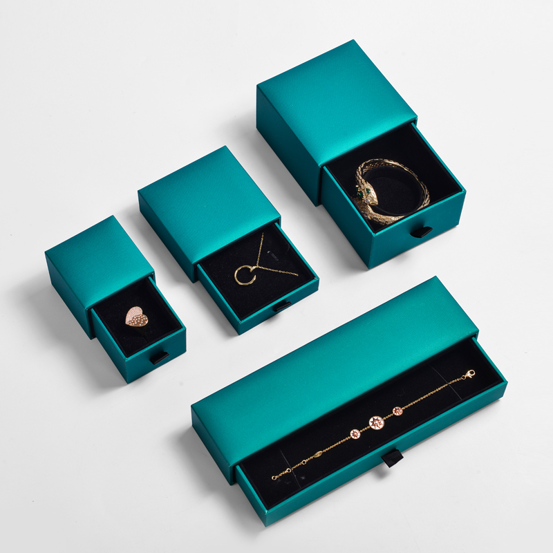 FANXI China Manufacturer Fancy Leatherette Paper Gift Drawer Packaging Boxes Exhibitor Plastic Jewelry Box