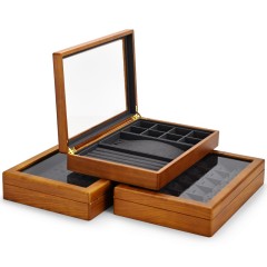 Fanxi China Custom Wooden Microfiber Jewelry Box Ring Earrings Bangle Necklace Packaging Box Jewelry Storage Case