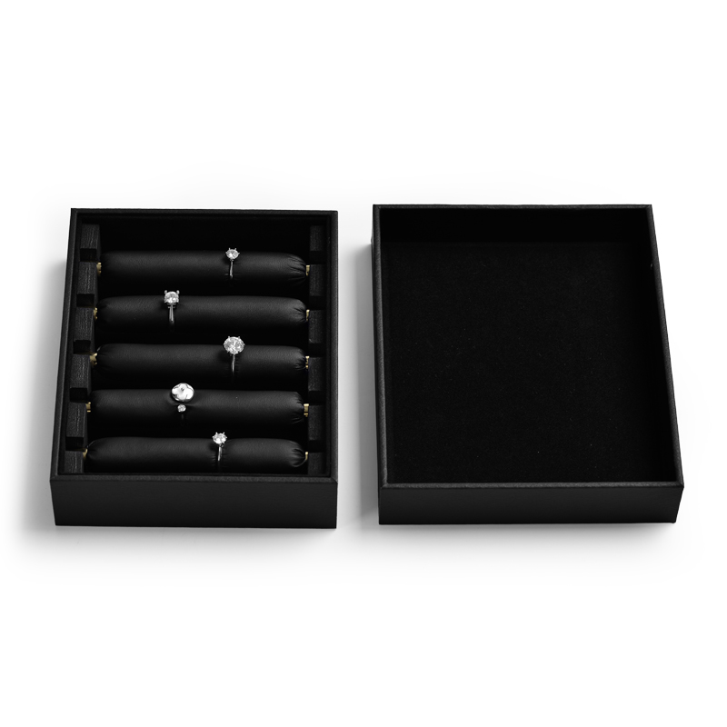 FANXI Classic Black Ring Display Packaging Box For Jewelry Offline Store With Custom Logo