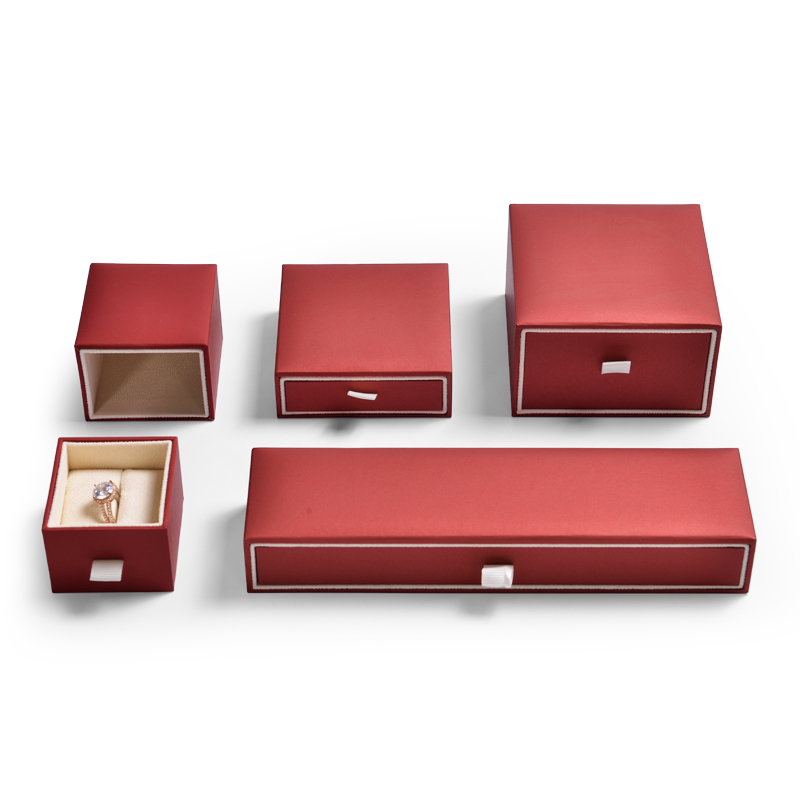 FANXI Customized Luxury Jewelry Packaging Box Inside Ring Diamond Wedding Gift Packaging Storage Boxes Red Leatherette Papaer Storage Box For Jewels