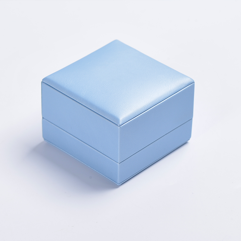 FANXI Custom Style Gentle Blue PU Leather Ring Box For Wedding Fashion Jewelry Box