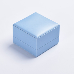 FANXI Custom Style Gentle Blue PU Leather Ring Box For Wedding Fashion Jewelry Box