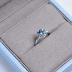 FANXI Custom Style Gentle Blue PU Leather Ring Box For Wedding Fashion Jewelry Box