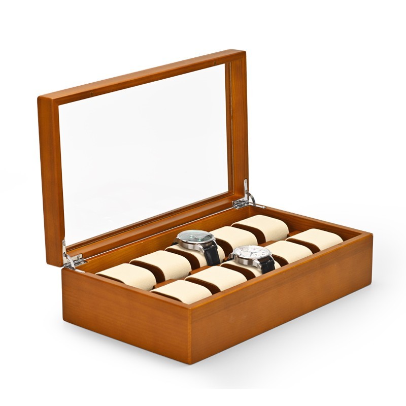 FANXI Custom OEM Jewelry Display Case For 10 Bangle Bracelet Showcase Solid Wood Watch Jewelry Case