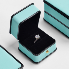 Fanxi Wholesale New Arrival Cyan Jewelry Ring Box with Black Stripe Custom Logo Luxury Wedding Ring Box
