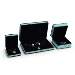 Fanxi Wholesale New Arrival Cyan Jewelry Ring Box with Black Stripe Custom Logo Luxury Wedding Ring Box