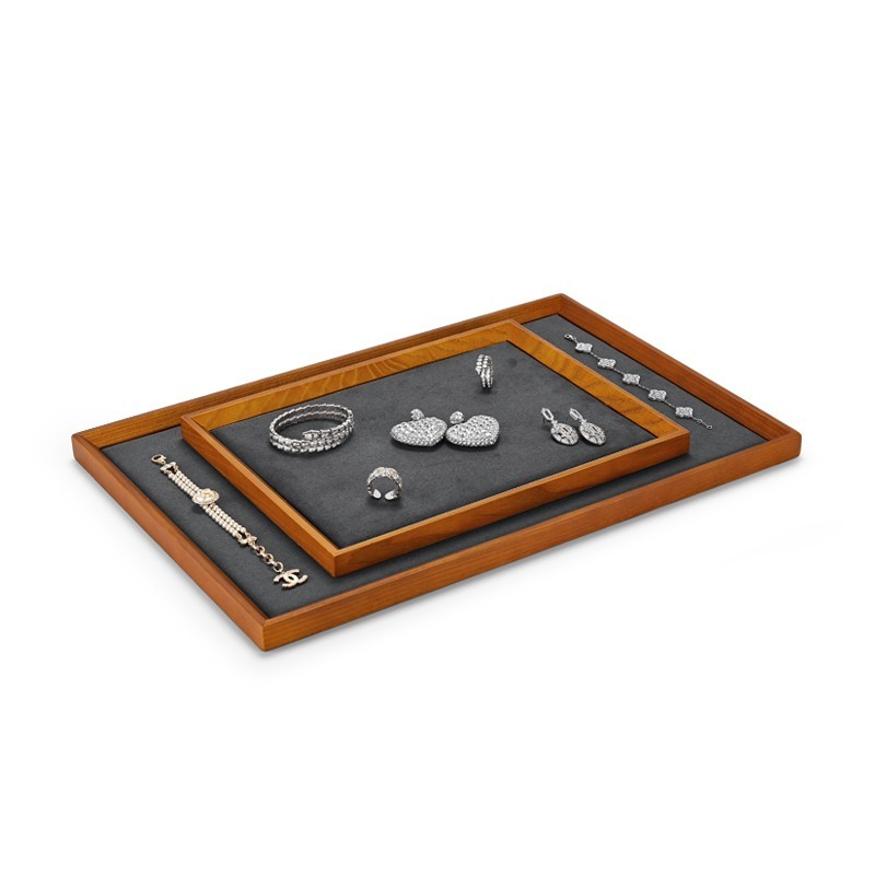 China FANXI Wholesale Custom Wooden Jewelry Store Display Ring Earrings Necklace Pendant Display Jewelry Tray