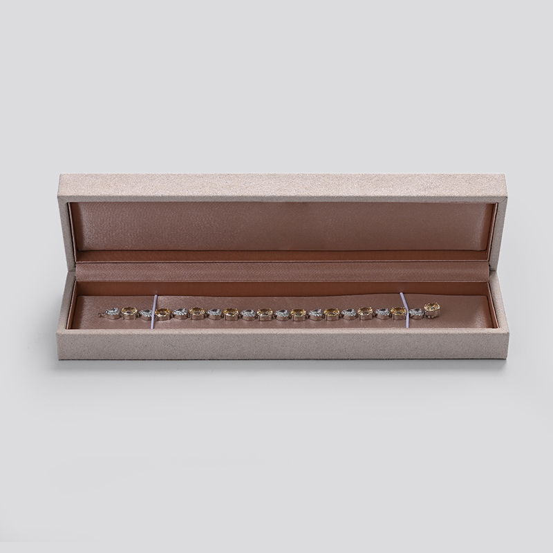 FANXI Wholesale Custom Logo Khaki Microfiber Packaging Box Bracelet Gift Jewellery Box