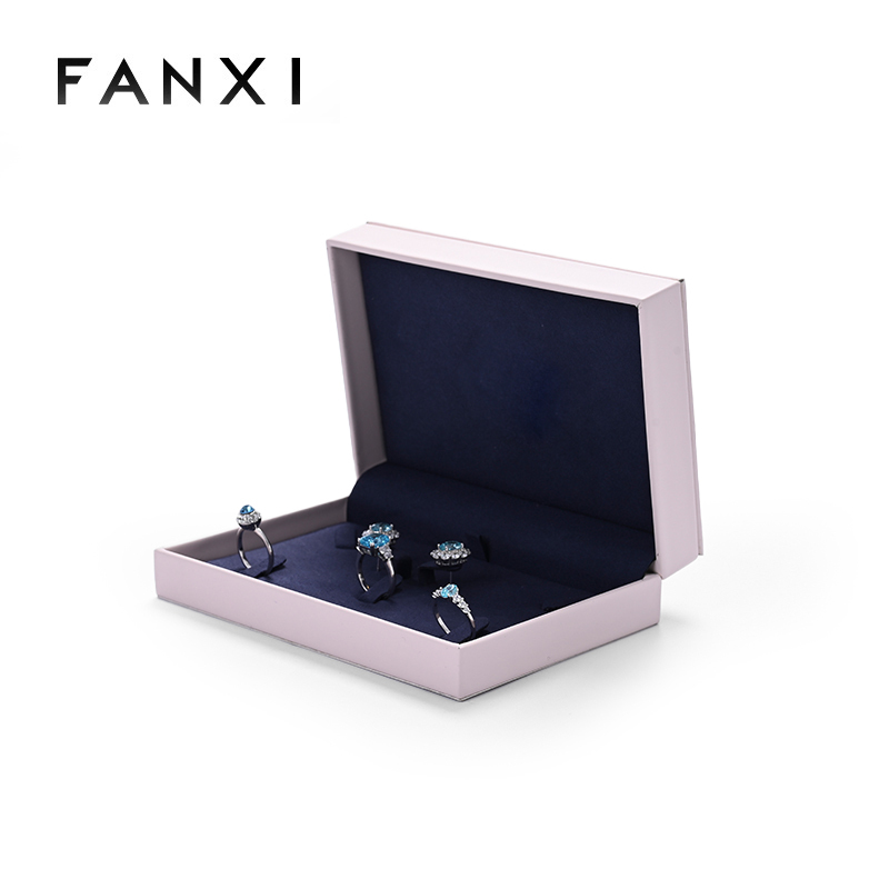 FANXI Fashion Pink Jewelry Display Fullset Box For Ring Diamond Necklace With PU Leather and Custom Logo