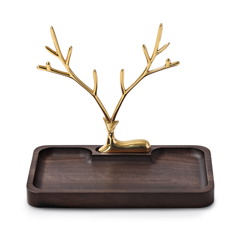 Fanxi Customized Wooden Jewelry Stand Luxury Jewellery Packaging Holder Watch Bangle Earring Storage Stand Gold Deer Shape Jewelry Display