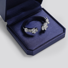 FANXI New Hot Blue PU Leather Bracelet Box Jewellery Packaging Box With LED Light Jewelry Gift set Packing Boxes