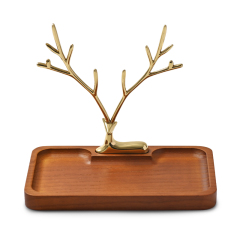 Fanxi Customized Wooden Jewelry Stand Luxury Jewellery Packaging Holder Watch Bangle Earring Storage Stand Gold Deer Shape Jewelry Display
