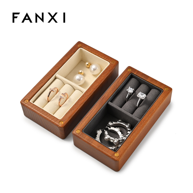 FANXI Wholesale Custom Solid Wooden Jewelry Box with Lid Jewelry Organizer Jewellery Case