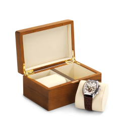 FANXI Custom Wood Travel Jewelry Cases With Microfiber Cushion For 2 Bangle Bracelet Display Solid Wood Luxury Storage Watch Box