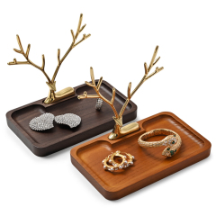 Fanxi Customized Wooden Jewelry Stand Luxury Jewellery Packaging Holder Watch Bangle Earring Storage Stand Gold Deer Shape Jewelry Display