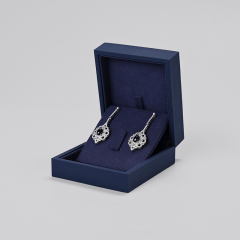 FANXI Luxury Fashion Ring Earring Package Box Blue PU leather Gift Jewelry Box Jewellery Box Package