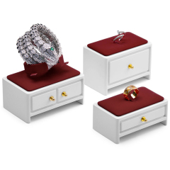 Fanxi High Quality Display Racks Househlod Solid Wood Red and White Jewelry Display Set New Wooden Design Jewelry Display Stand