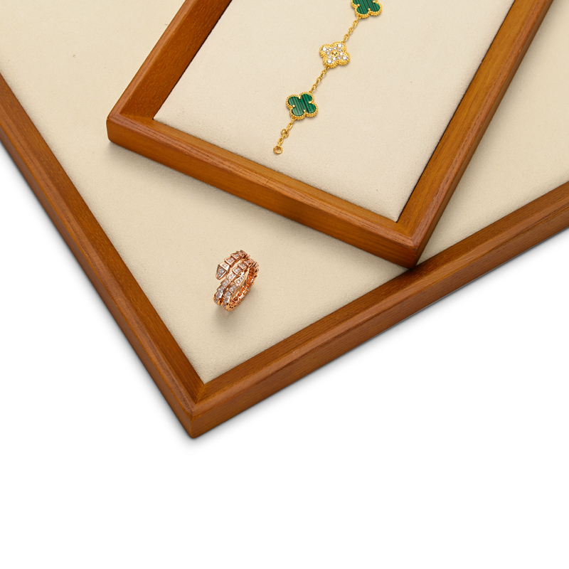 China FANXI Wholesale Custom Wooden Jewelry Store Display Ring Earrings Necklace Pendant Display Jewelry Tray