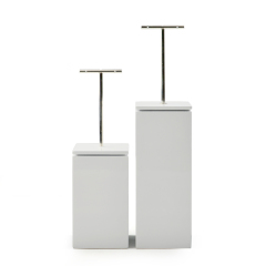 FANXI Solid Wood White Luxury Jewelry Ring Earring Display Stand Holder With Silver Metal T-bar Display Stands