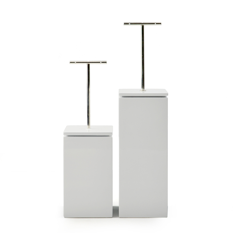 FANXI Solid Wood White Luxury Jewelry Ring Earring Display Stand Holder With Silver Metal T-bar Display Stands